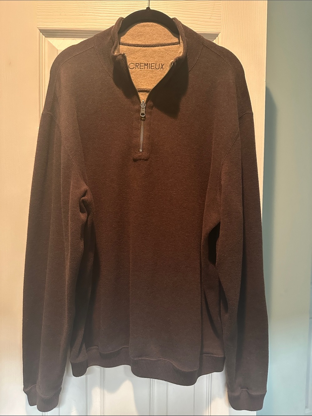 Daniel Cremieux Men's Brown Zip-Up Pullover Sweater